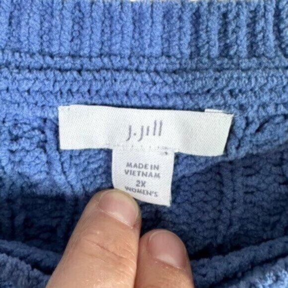 J. Jill | Blue Chenille Cable Knit Long Sleeves Sweater Size 2X - Picture 7 of 8